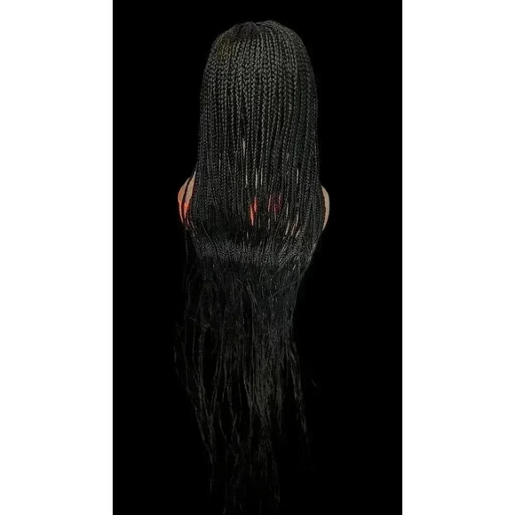 "Handcrafted 100% Full Lace Braided Wig - Jet Black, Long with Baby Hair, NWT - Picture 10 of 15